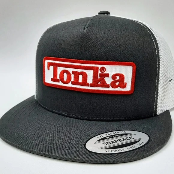 Tonka Embroidered Patch Flat Bill Snapback Mesh Hat Cap Gray & White Quality Mad - Picture 5 of 9